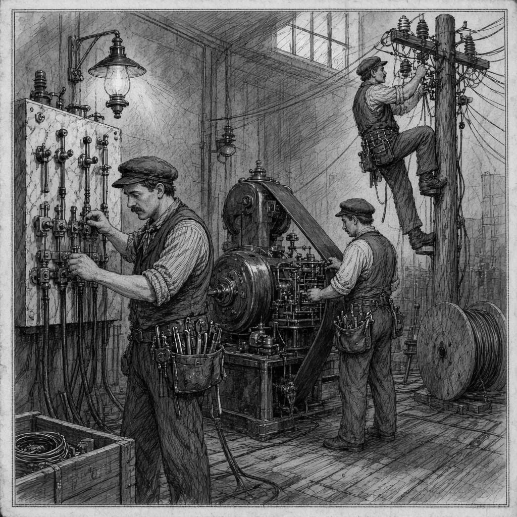 Editorial illustration for The AI Grid Buildout Rewrites Electrical Trade Leverage